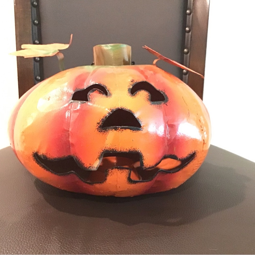 Tin Pumpkin For Tea Light